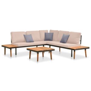 Garten-Lounge-Set mit Kissen Massivholz Akazie