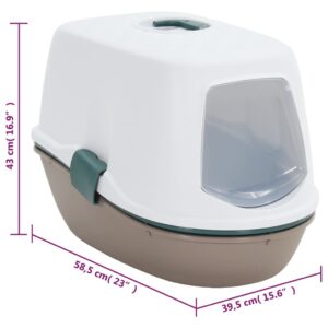 Katzenklo mit Deckel Weiß und Braun