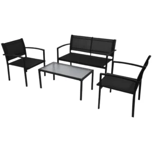 Garten-Lounge-Set Textilene Schwarz