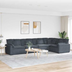 Modulares Sofa mit Kissen Samt Dunkelgrau