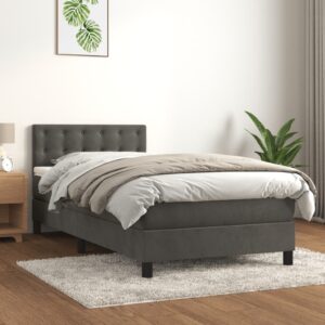Boxspringbett mit Matratze Dunkelgrau 120x200 cm Samt
